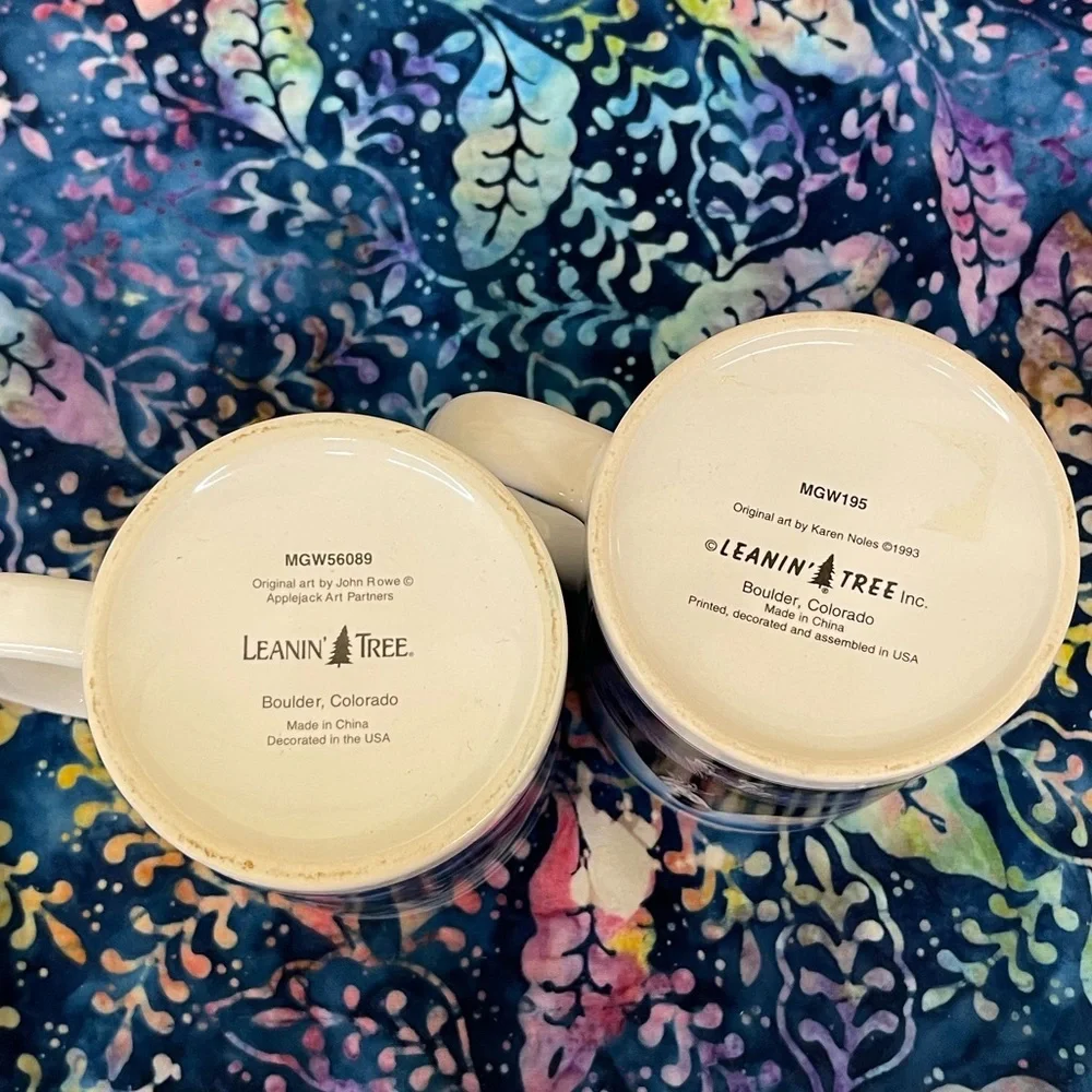 Two Vintage 90's Leanin’ Tree Native American Coffee mugs